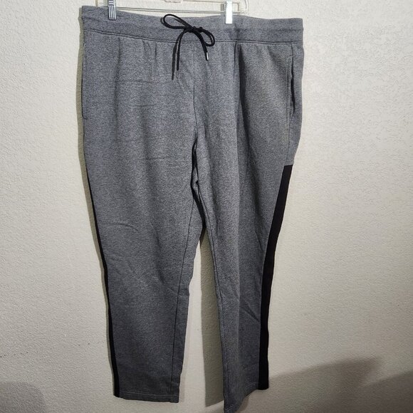 Athletic Works Pants Mens 2XL Gray Black Joggers Sweatpants Drawstring Pockets - Picture 1 of 12